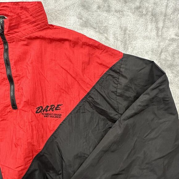 DARE Program Jacket Mens XL Red Black Vintage Quarter Zip Pullover 90s Style - Picture 2 of 9